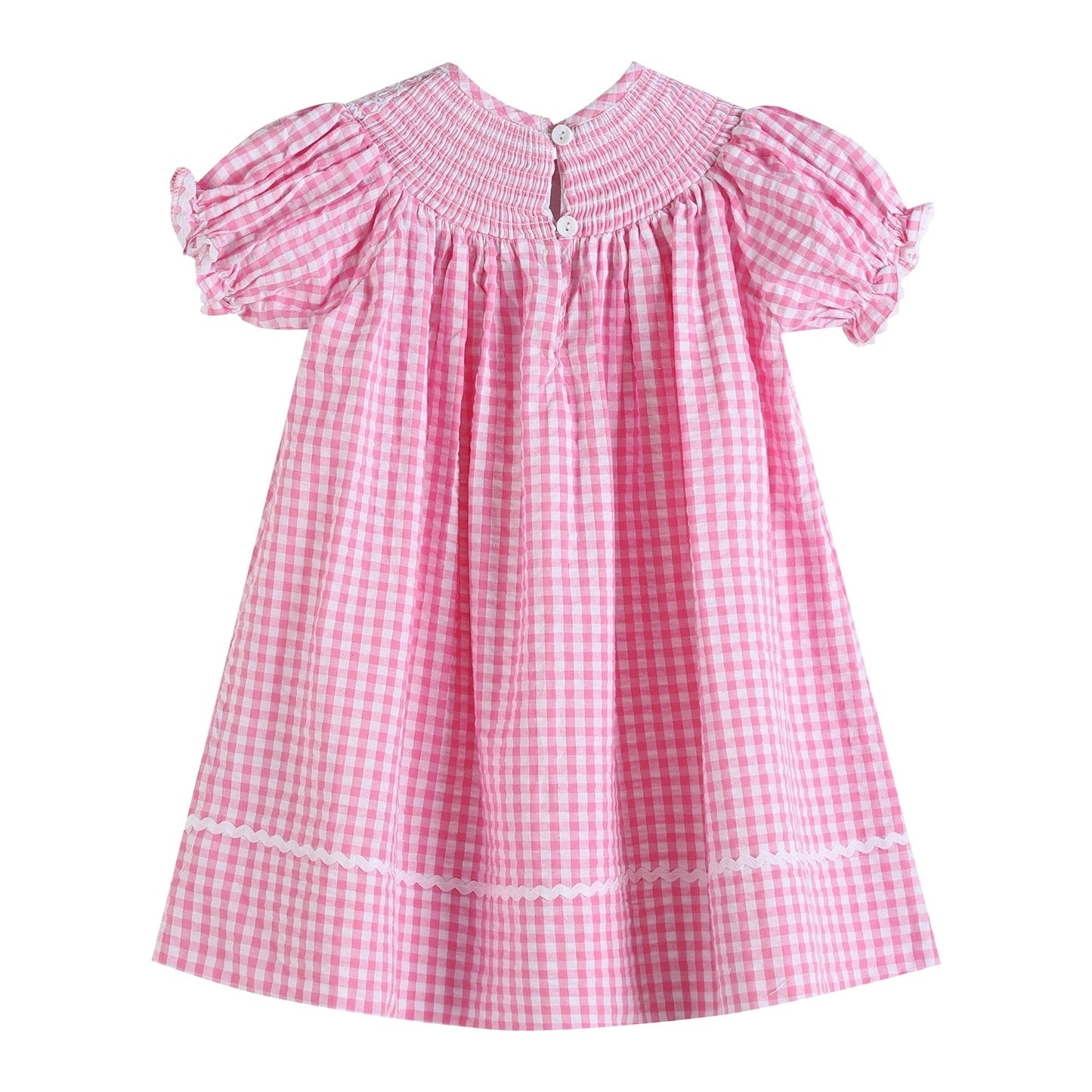 Pink Gingham Smocked Dress