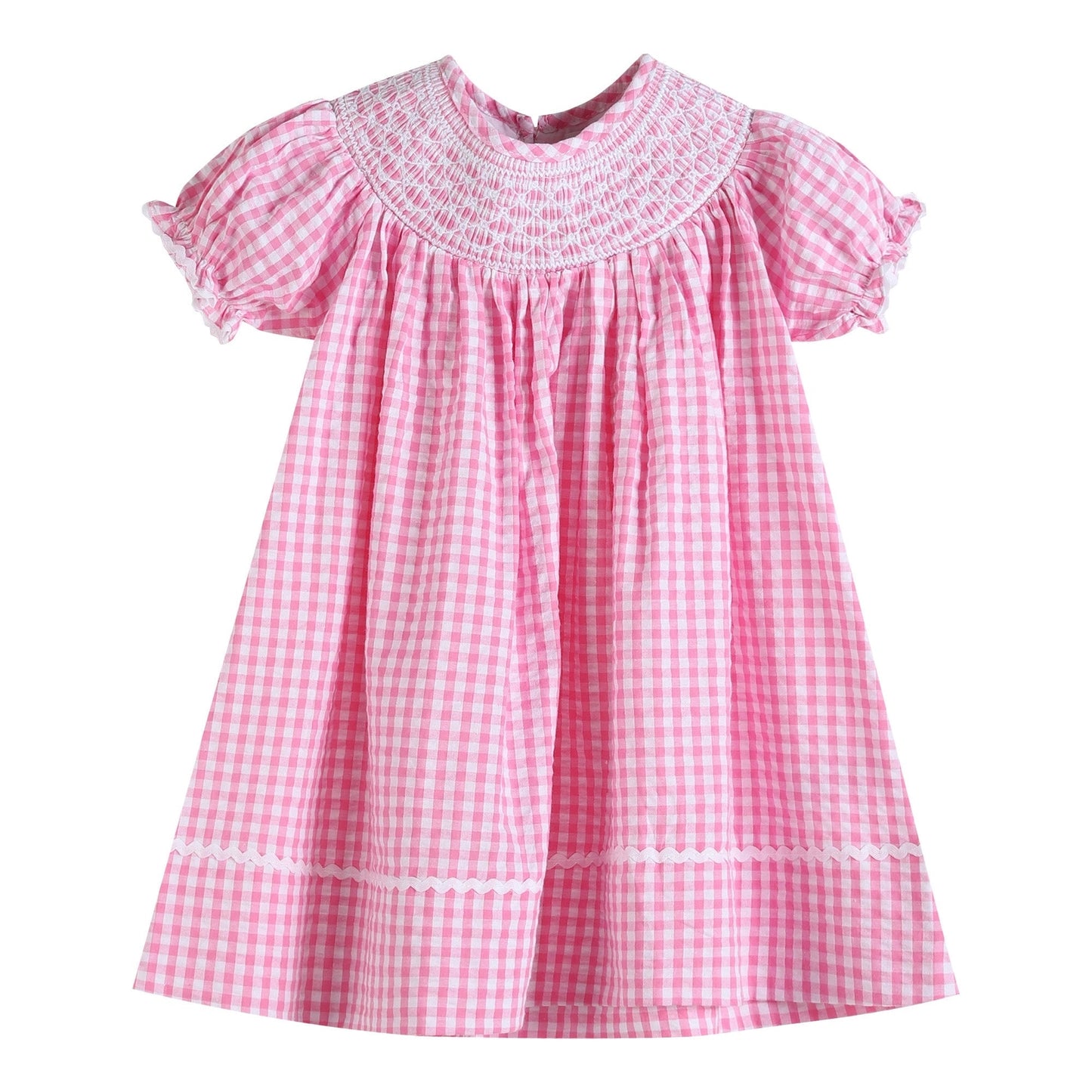 Pink Gingham Smocked Dress