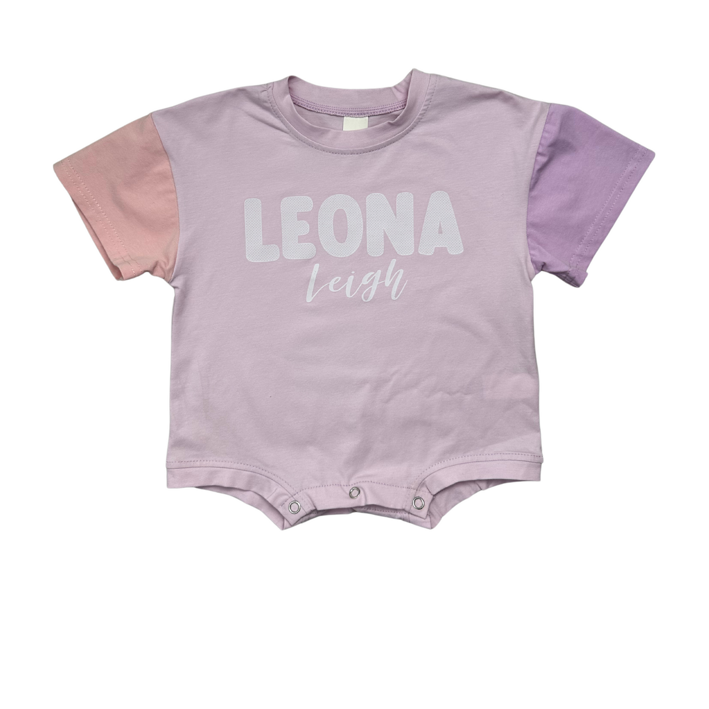 Tri-Colored Pink Romper Personalized