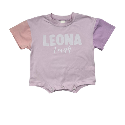 Tri-Colored Pink Romper Personalized
