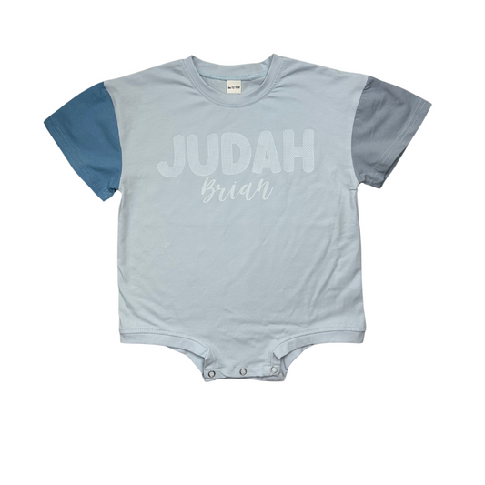 Tri-Colored Blue Romper Personalized
